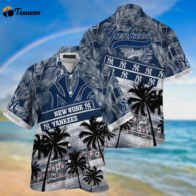 Mlb New York Yankees Hawaiian Shirt Palm Tree Pattern For Fans Sports 1