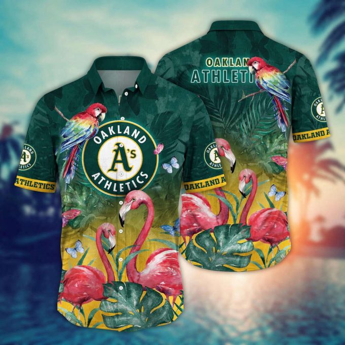 Mlb Oakland Athletics Hawaiian Shirt Flower Pink Crane Pattern For Fans 2