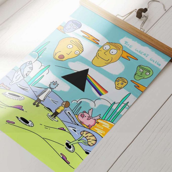 Pink Floyd Poster For Home Decor Gift For Home Decor Gift – Rick And Morty X Dark Side Of The Moon 2