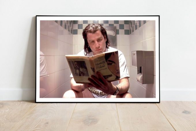 Pulp Fiction Restroom Movie Poster For Home Decor Gift, Vincent Vega Toilet Scene 2