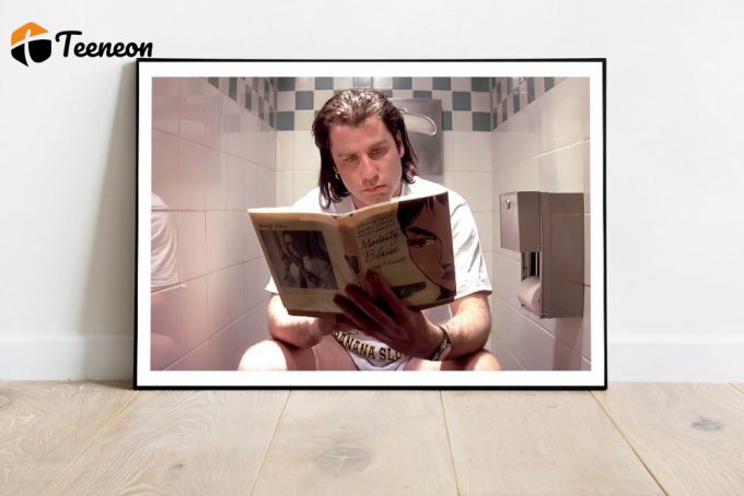 Pulp Fiction Restroom Movie Poster For Home Decor Gift, Vincent Vega Toilet Scene 1