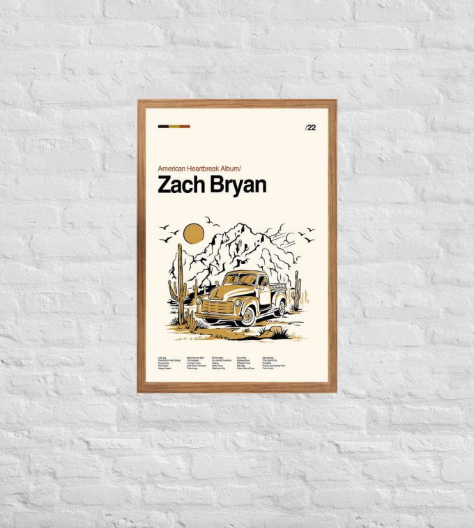 Zach Bryan American Heartbreak Album, Retro Music Poster For Home Decor Gift 2