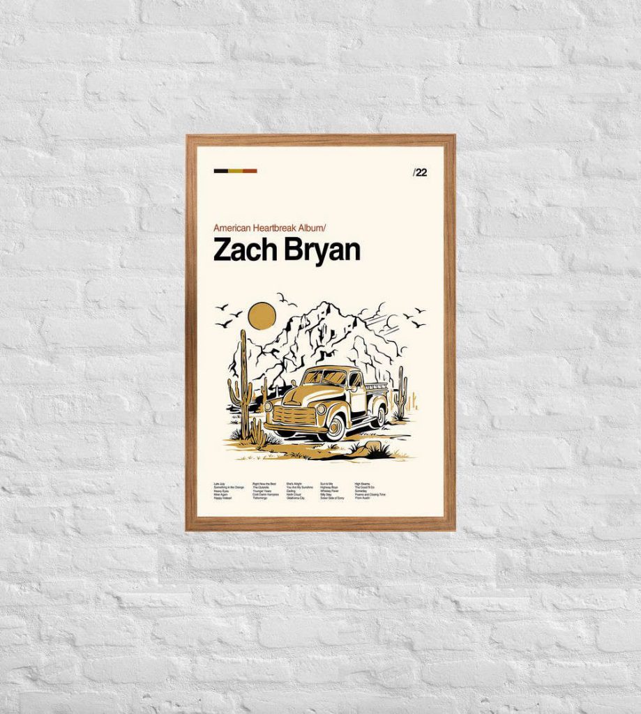 Zach Bryan American Heartbreak Album, Retro Music Poster For Home Decor Gift 6