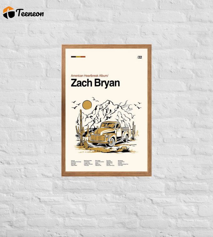 Zach Bryan American Heartbreak Album, Retro Music Poster For Home Decor Gift 1