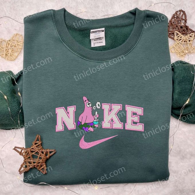 Nike X Patrick Star Smoking Shirt &Amp;Amp; Spongebob Square Pants Hoodie: Best Cartoon Embroidered Gift Ideas 1