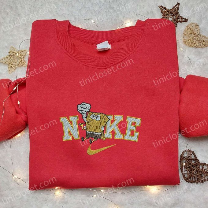 Nike X Spongebob Smoke Embroidered T-Shirt - Cartoon Custom Tee 3