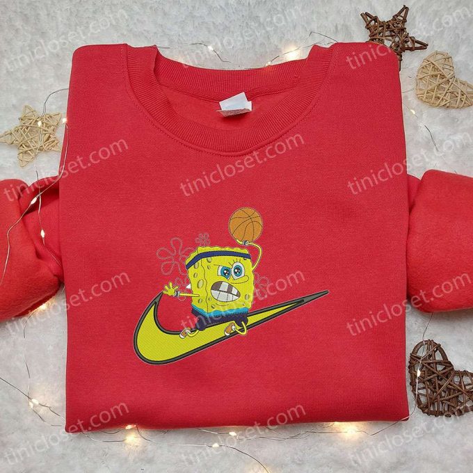 Spongebob Basket X Swoosh Cartoon Hoodie &Amp; Disney Embroidered Shirt: Top Family Gift Ideas 2