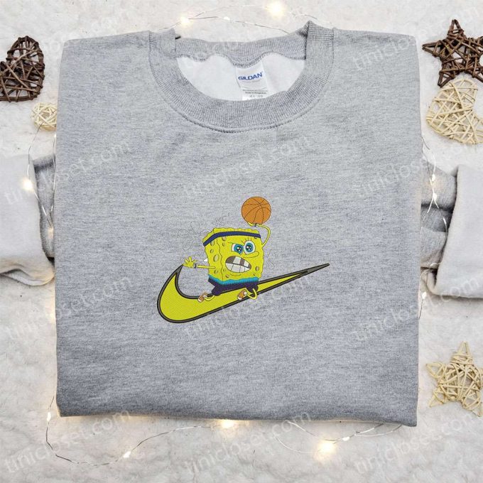 Spongebob Basket X Swoosh Cartoon Hoodie &Amp; Disney Embroidered Shirt: Top Family Gift Ideas 5