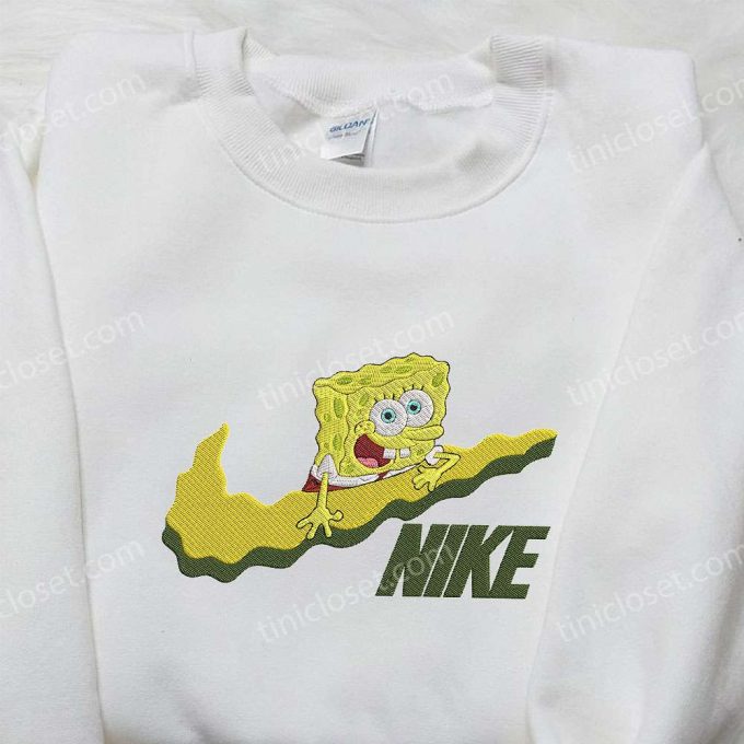 Spongebob Squarepants X Nike Embroidered Sweatshirt: Cartoon Inspired Shirt 1