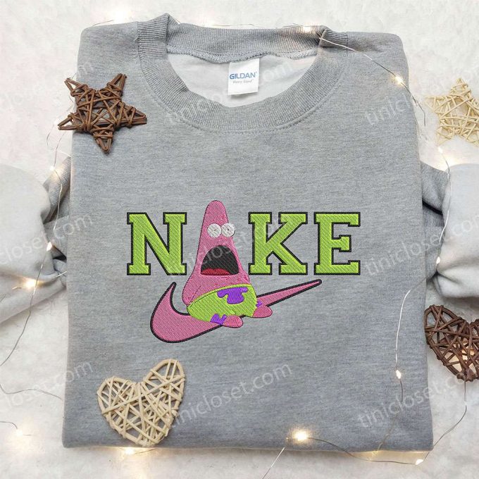 Nike X Patrick Star Embroidered Sweatshirt Spongebob 4D Cartoon Shirt Nike Inspired Embroidery 1