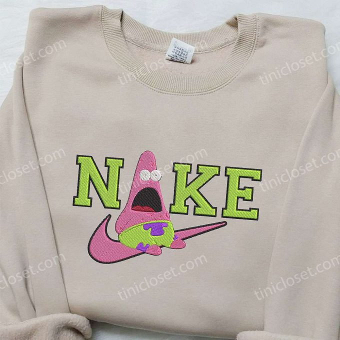 Nike X Patrick Star Embroidered Sweatshirt Spongebob 4D Cartoon Shirt Nike Inspired Embroidery 5