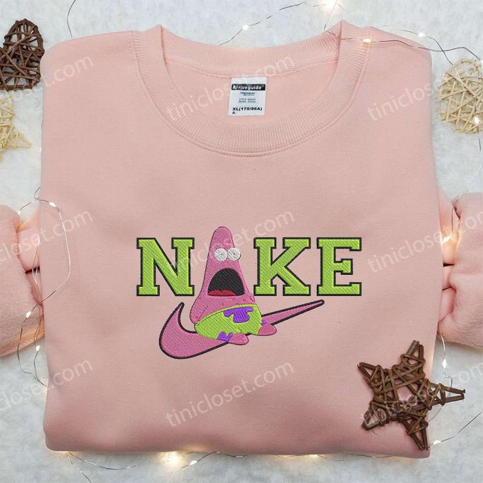 Nike X Patrick Star Embroidered Sweatshirt Spongebob 4D Cartoon Shirt Nike Inspired Embroidery 6