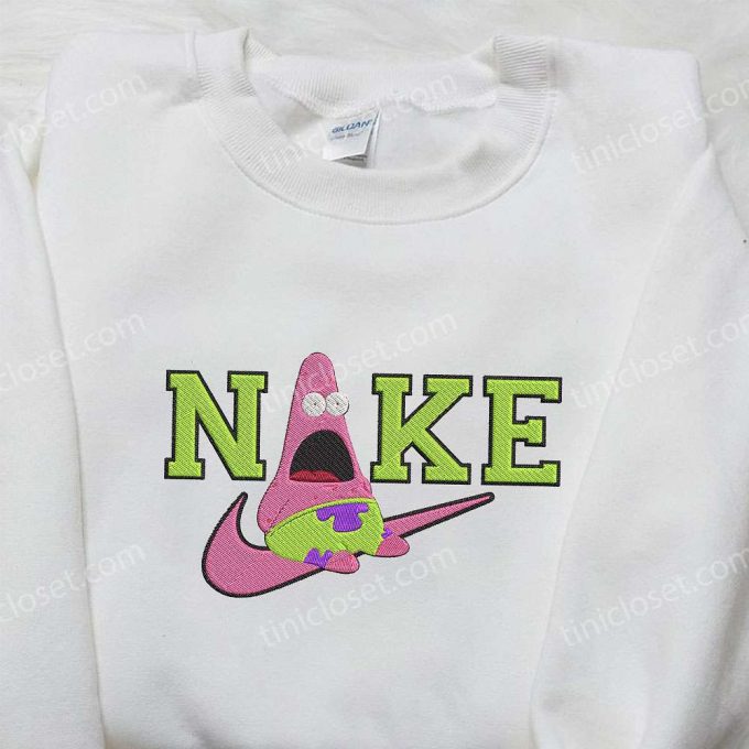 Nike X Patrick Star Embroidered Sweatshirt Spongebob 4D Cartoon Shirt Nike Inspired Embroidery 2