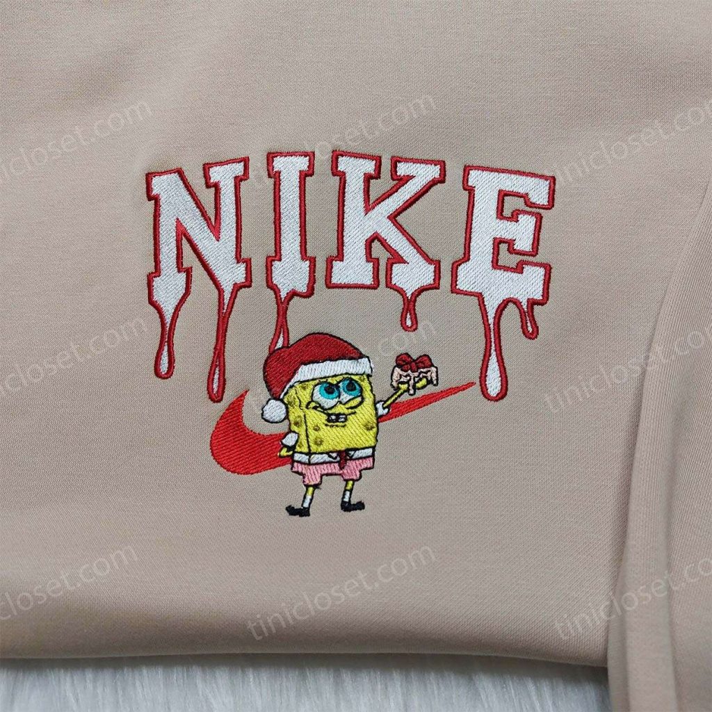 Spongebob Santa Hat Nike Christmas Sweatshirt Custom Embroidered Hoodie - Perfect Family Christmas Gift Ideas 9