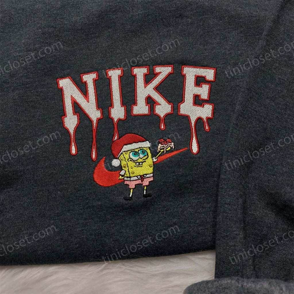 Spongebob Santa Hat Nike Christmas Sweatshirt Custom Embroidered Hoodie - Perfect Family Christmas Gift Ideas 17