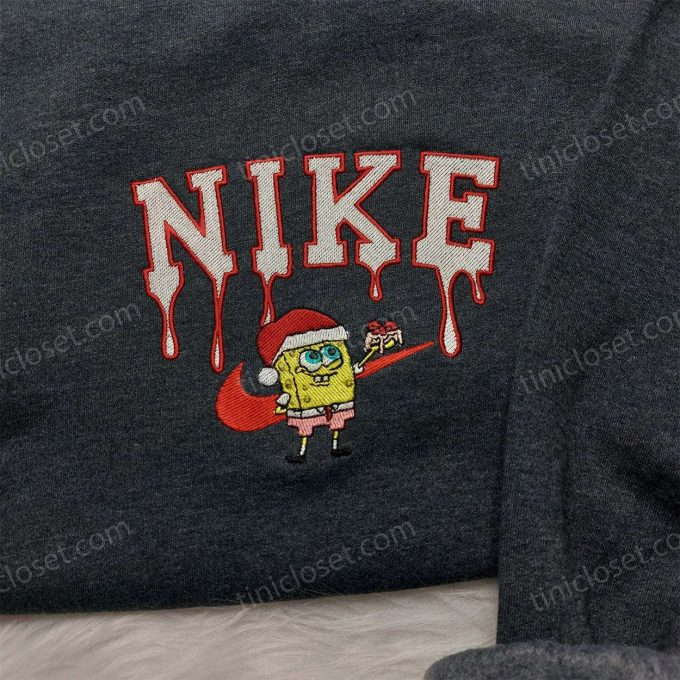 Spongebob Santa Hat Nike Christmas Sweatshirt Custom Embroidered Hoodie - Perfect Family Christmas Gift Ideas 6