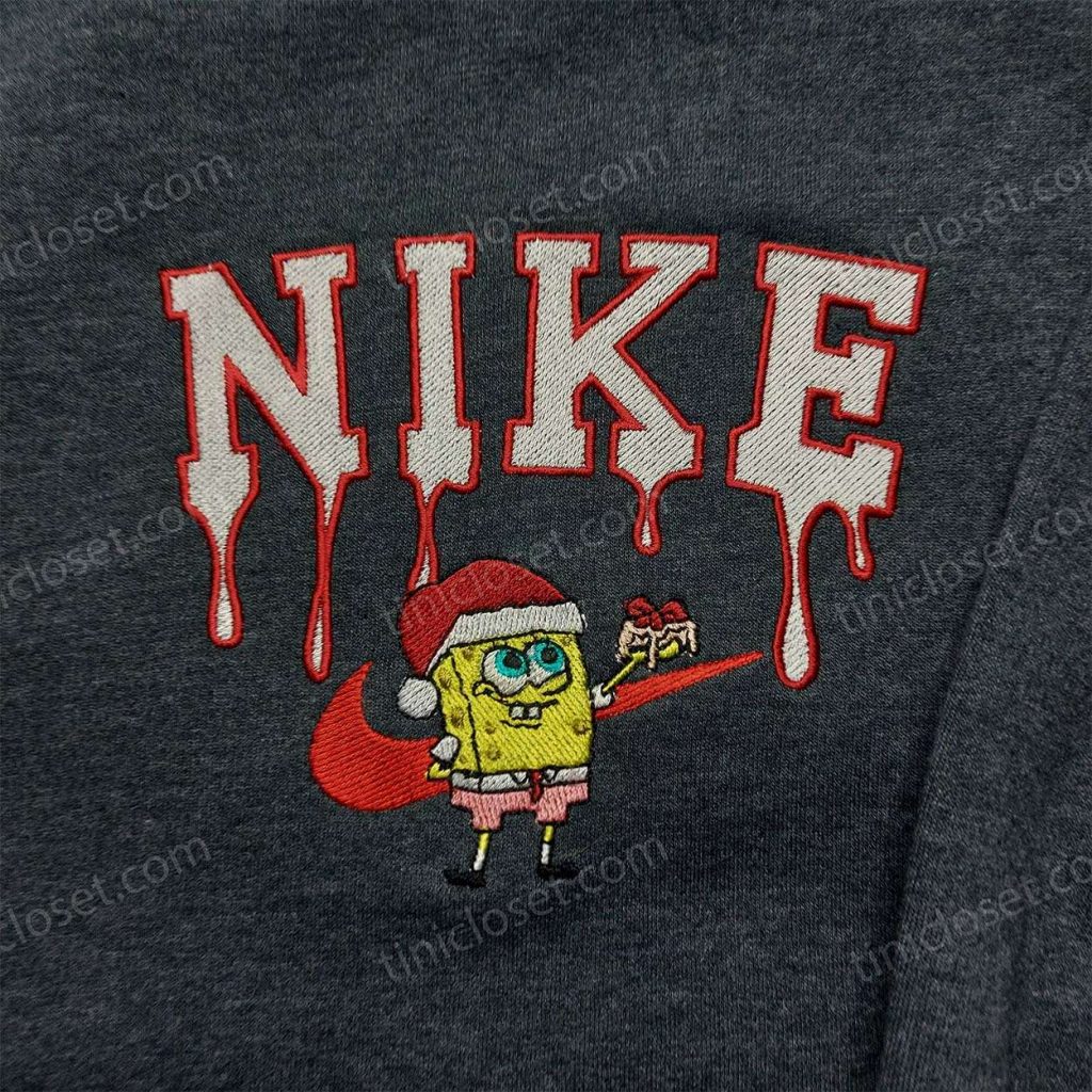 Spongebob Santa Hat Nike Christmas Sweatshirt Custom Embroidered Hoodie - Perfect Family Christmas Gift Ideas 11