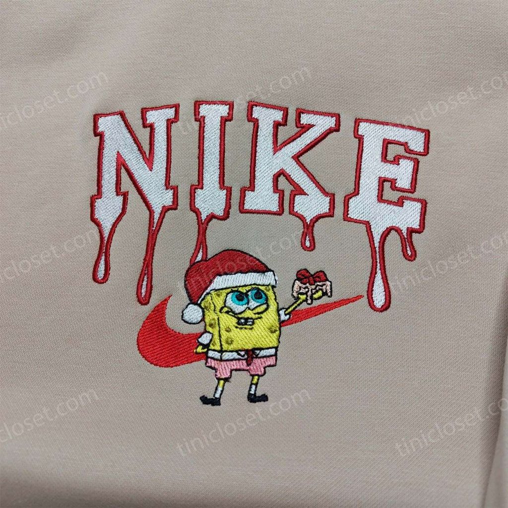 Spongebob Santa Hat Nike Christmas Sweatshirt Custom Embroidered Hoodie - Perfect Family Christmas Gift Ideas 13