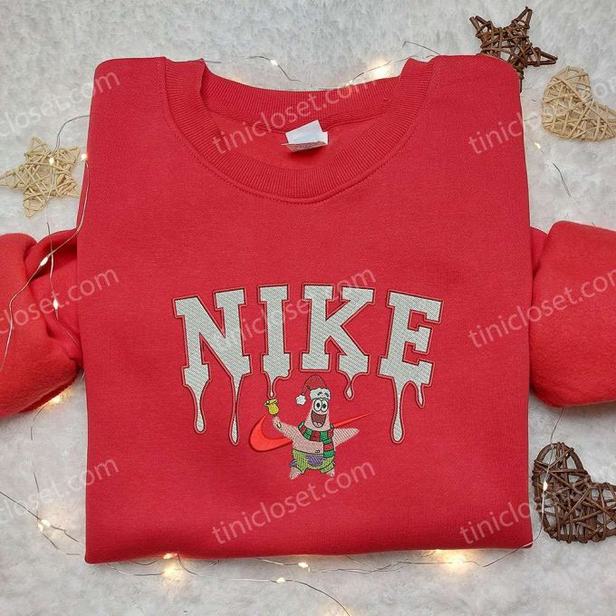 Xmas Patrick Star X Nike Embroidered Sweatshirt: Spongebob 4D Cartoon Gift For Family 5