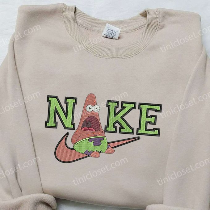 Patrick Star X Nike Embroidered Sweatshirt Spongebob Squarepants 4D Cartoon Shirt Nike Inspired Gear 4