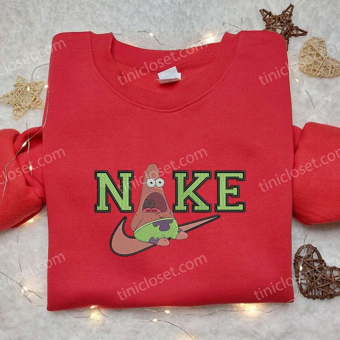 Patrick Star X Nike Embroidered Sweatshirt Spongebob Squarepants 4D Cartoon Shirt Nike Inspired Gear 3