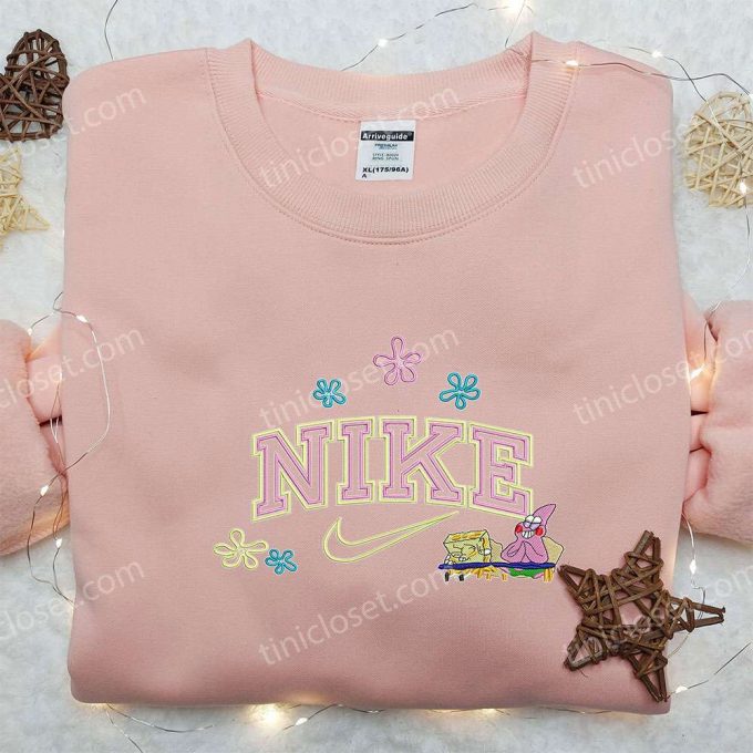 Spongebob Squarepants X Nike Embroidered Sweatshirt - Cartoon Shirt With Patrick Star Nike Inspired 3