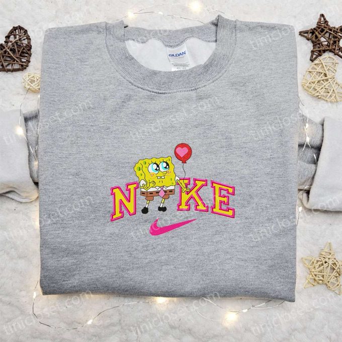 Spongebob X Nike Cartoon Embroidered Shirt: Fun &Amp;Amp; Stylish Spongebob Squarepants &Amp;Amp; Nike Inspired Tee 1