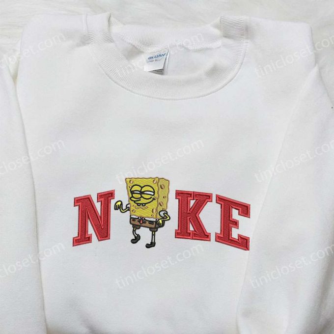 Spongebob Squarepants X Nike Embroidered Sweatshirt - Cartoon Shirt With Nike Inspiration 1