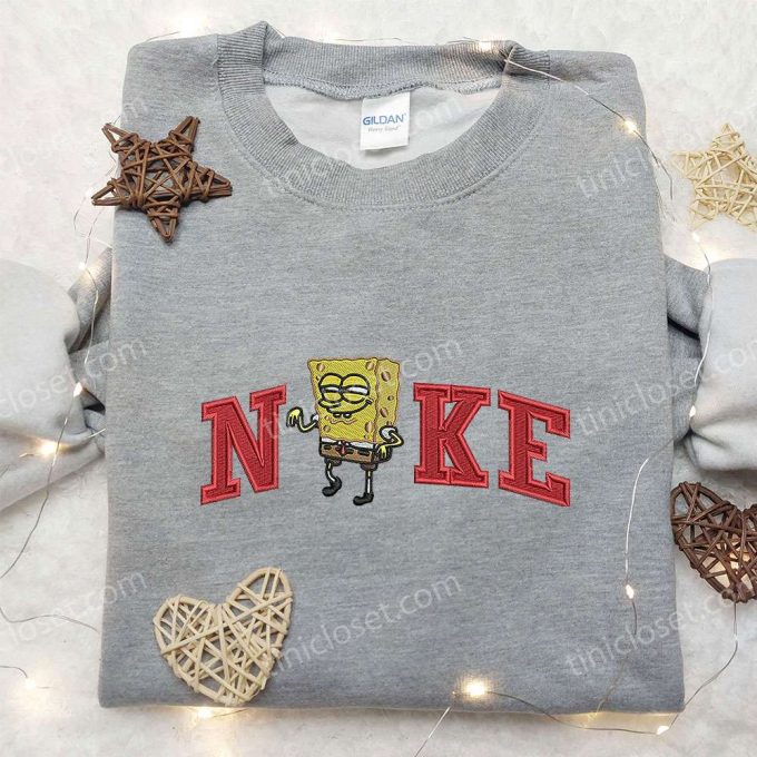 Spongebob Squarepants X Nike Embroidered Sweatshirt - Cartoon Shirt With Nike Inspiration 4