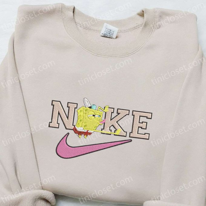 Exclusive Spongebob Squarepants X Nike Embroidered Sweatshirt Disney Hoodie &Amp;Amp; Custom T-Shirt 1