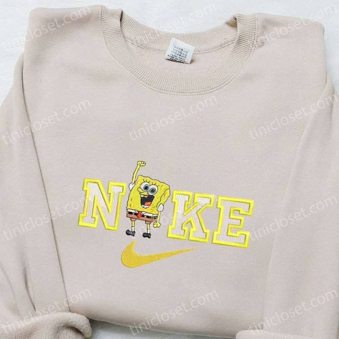 Spongebob X Nike Cartoon Embroidered Shirt: Best Nike Inspired T-Shirt Perfect Family Gift 1