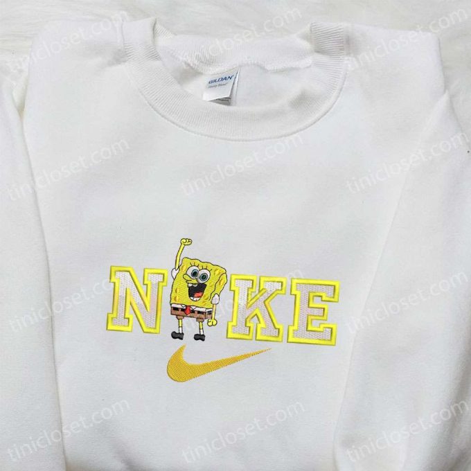 Spongebob X Nike Cartoon Embroidered Shirt: Best Nike Inspired T-Shirt Perfect Family Gift 4