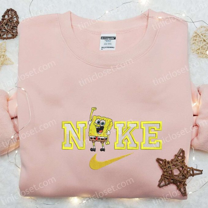 Spongebob X Nike Cartoon Embroidered Shirt: Best Nike Inspired T-Shirt Perfect Family Gift 5