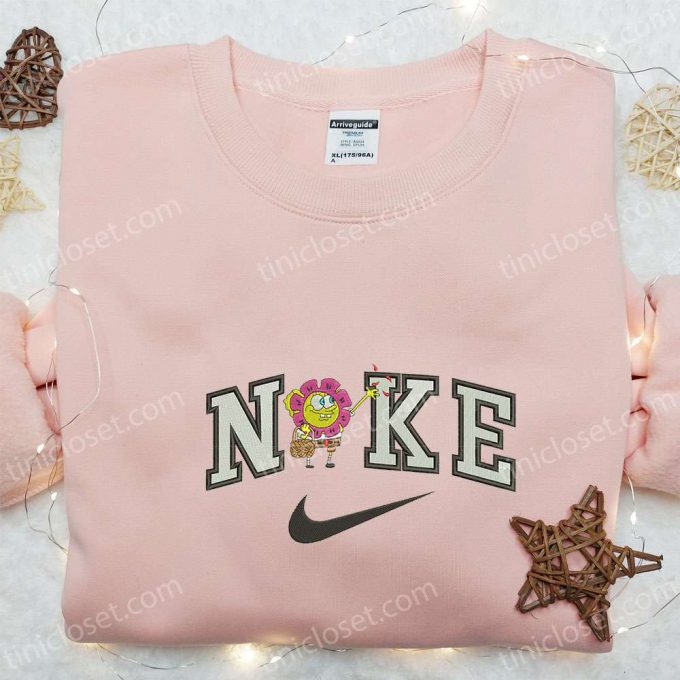 Spongebob X Nike Embroidered Sweatshirt: Cartoon Flower Shirt Best Gift 2