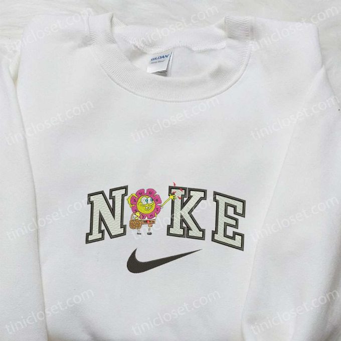 Spongebob X Nike Embroidered Sweatshirt: Cartoon Flower Shirt Best Gift 4