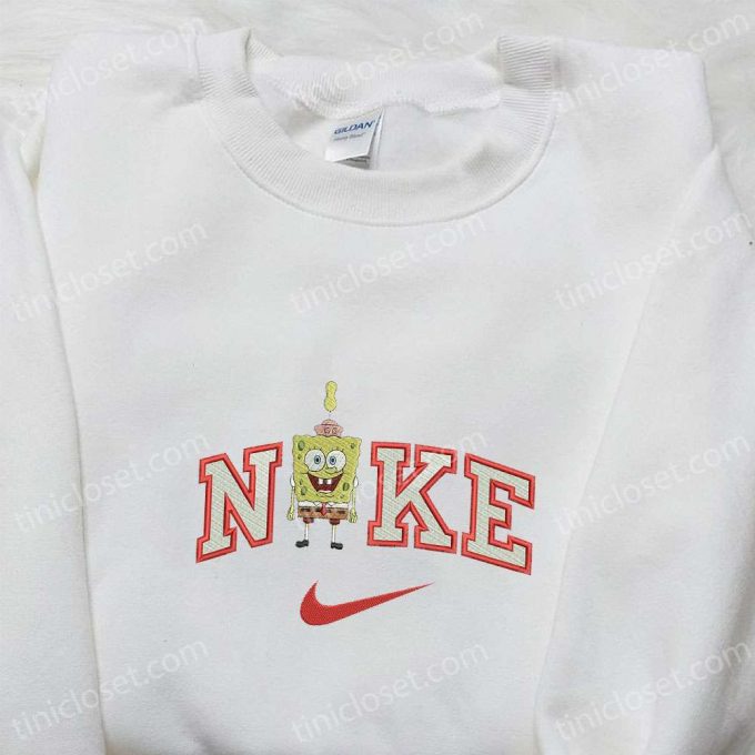 Spongebob Squarepants Smile X Nike Embroidered Sweatshirt: Cartoon Shirt Best Gift! 3