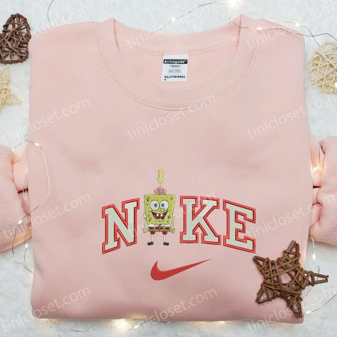 Spongebob Squarepants Smile X Nike Embroidered Sweatshirt: Cartoon Shirt Best Gift! 4