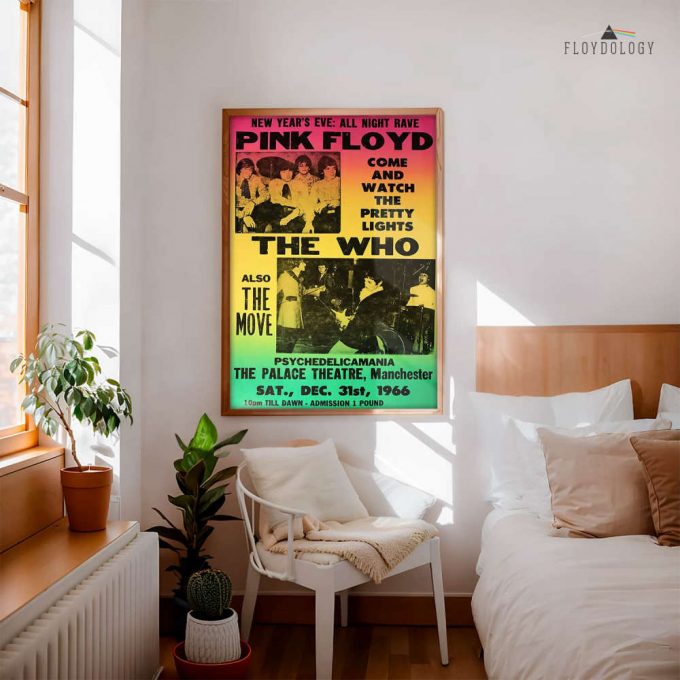 And The Who 1966 Vintage Uk Concert – Pink Floyd Poster For Home Decor Gift For Home Decor Gift 3