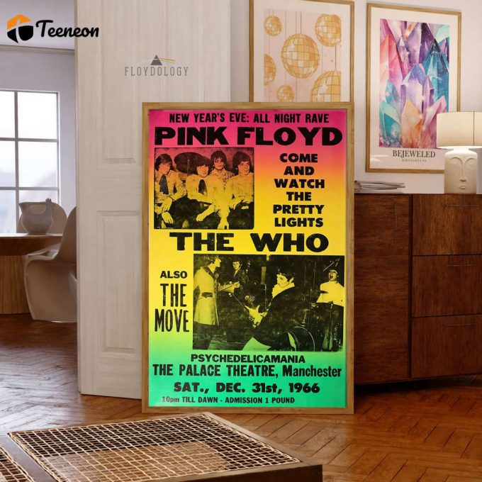 And The Who 1966 Vintage Uk Concert – Pink Floyd Poster For Home Decor Gift For Home Decor Gift 1