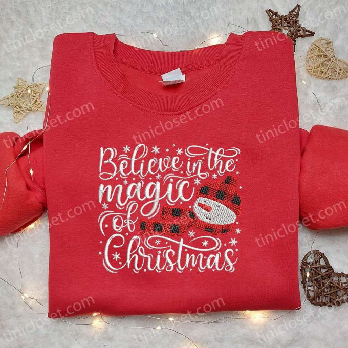 Magical Christmas Snowman Embroidered Shirt &Amp; Hoodie: Perfect Family Gifts 4