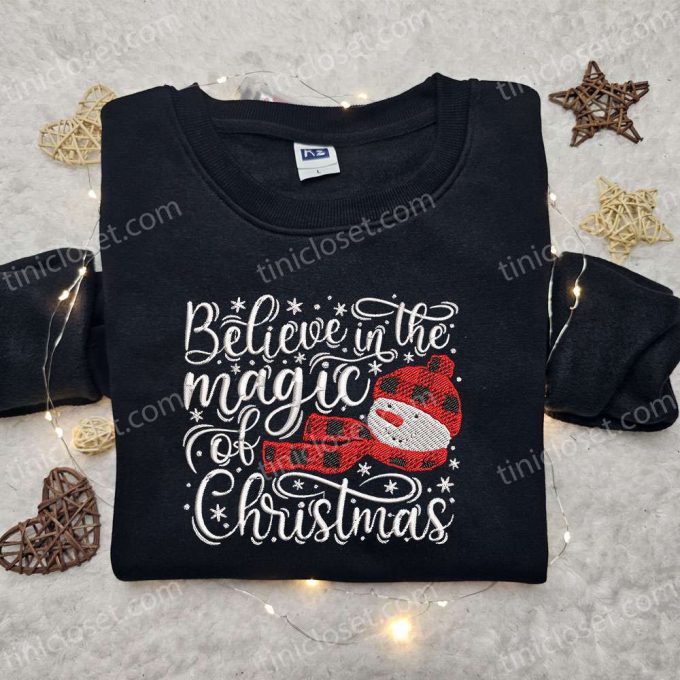 Magical Christmas Snowman Embroidered Shirt &Amp; Hoodie: Perfect Family Gifts 6