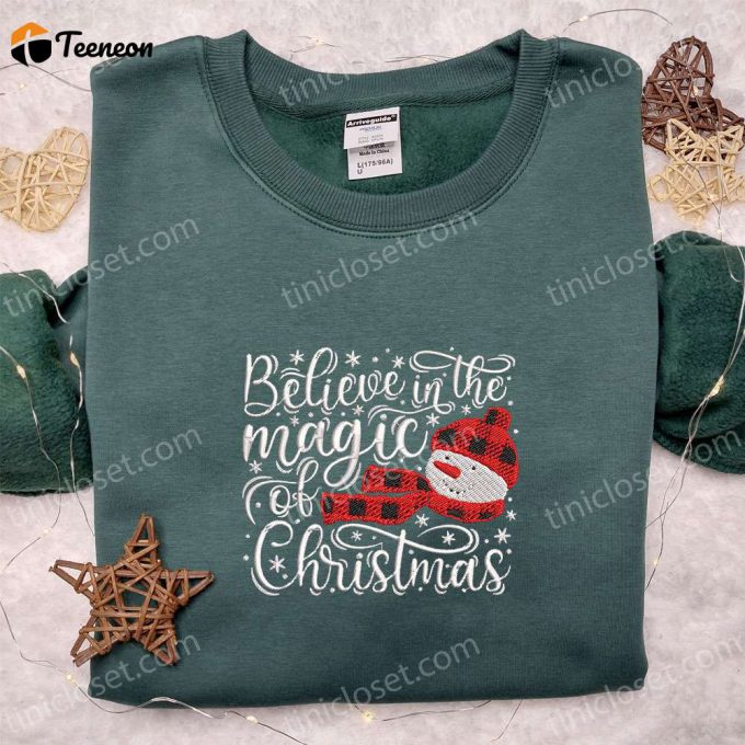 Magical Christmas Snowman Embroidered Shirt &Amp;Amp; Hoodie: Perfect Family Gifts 1