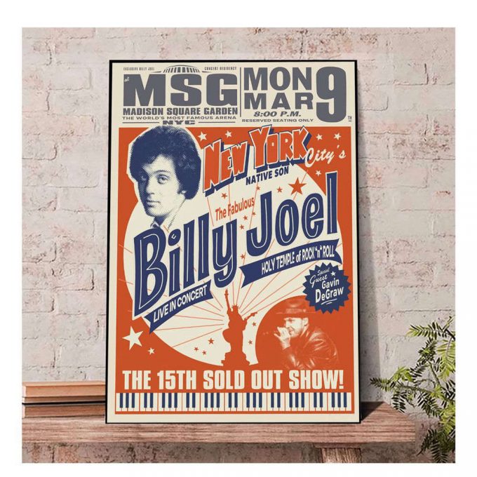 Billy Joel New York 1973 Vintage Poster For Home Decor Gift, Billy Joel 1973 Tour 2