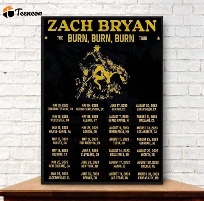 Burn Burn Burn 2023 Tour Poster For Home Decor Gift, Zach Bryan American Heartbreak Poster For Home Decor Gift 1