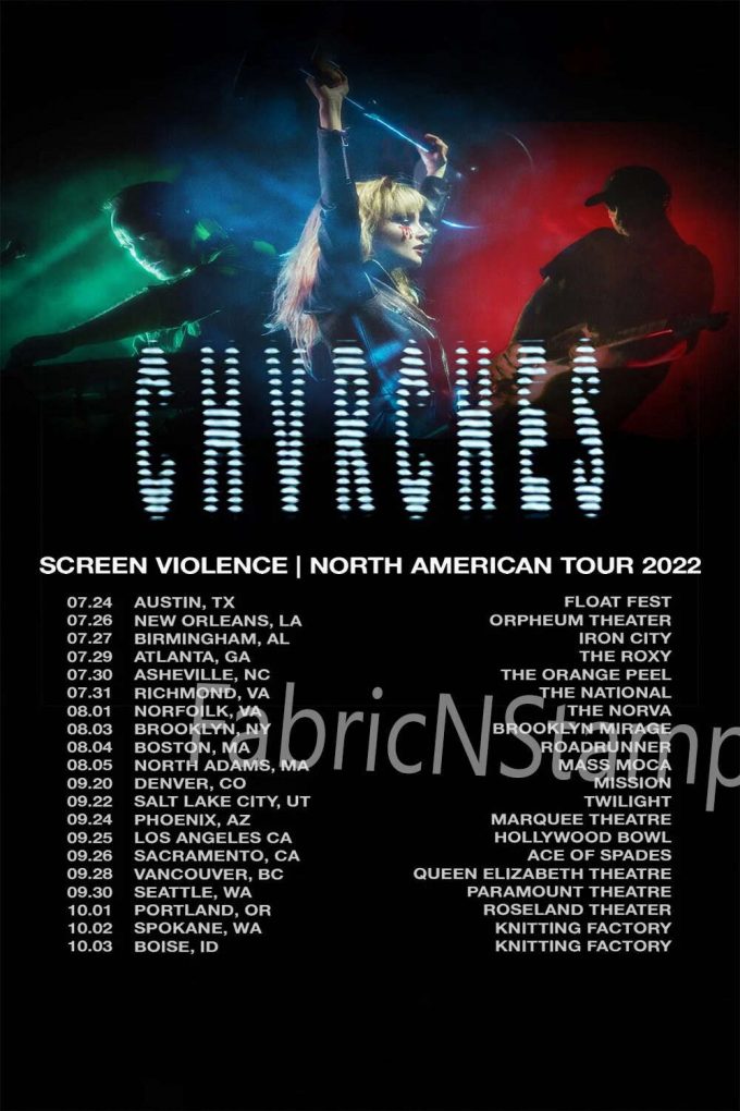 Chvches Poster For Home Decor Gift - Screen Violence- North American Tour Poster For Home Decor Gift 2