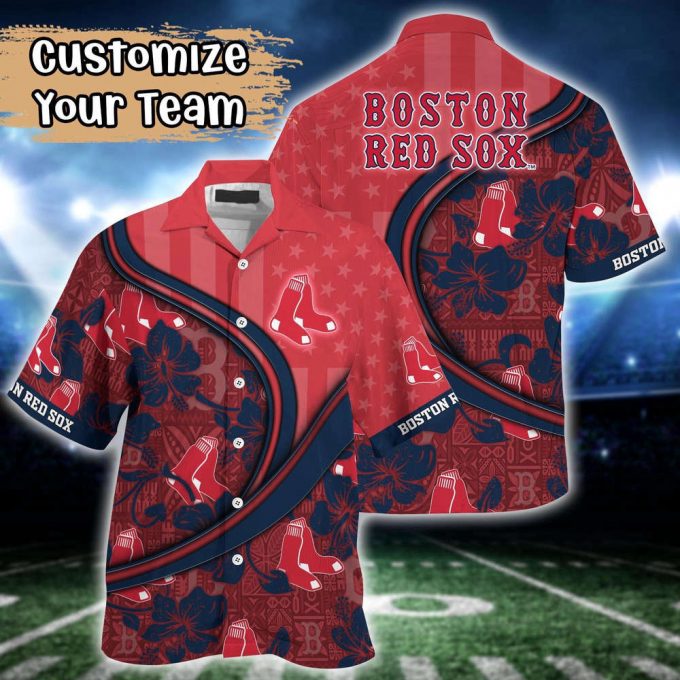 Customized Mlb Boston Red Sox Hawaiian Shirt Harmony Hues For Fans 2