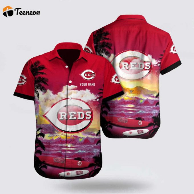 Customized Mlb Cincinnati Reds Hawaiian Shirt Surfing In Style For Fan Mlb 1