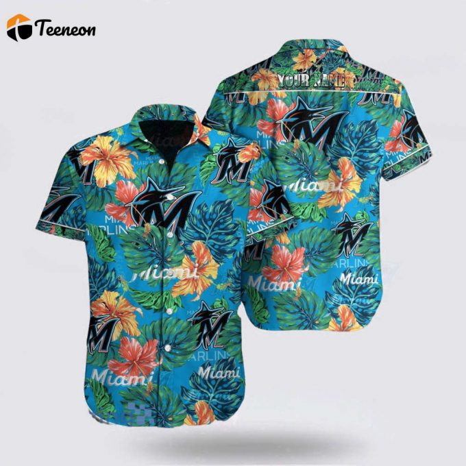 Customized Mlb Miami Marlins Hawaiian Shirt Adventure And Personality For Fan Mlb 1