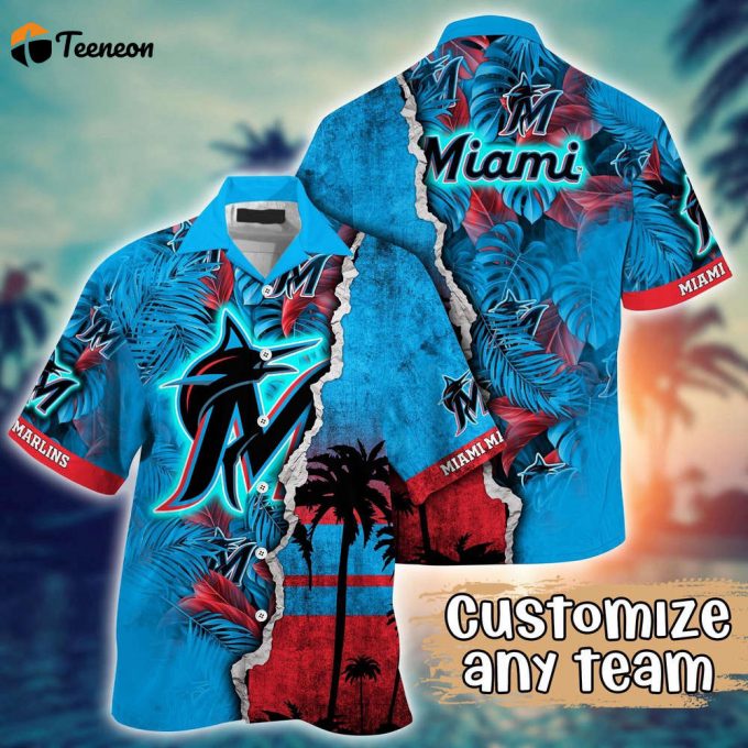 Customized Mlb Miami Marlins Hawaiian Shirt Champion Chic Couture For Fans 1