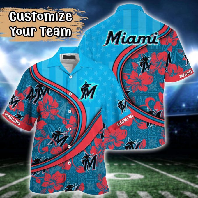 Customized Mlb Miami Marlins Hawaiian Shirt Harmony Hues For Fans 2